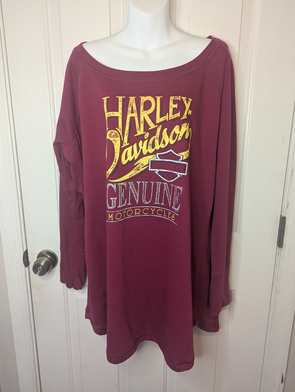 Harley Davidson Sweatshirt Womens XXL Burgundy Barnett El Paso TX Scoop Neck